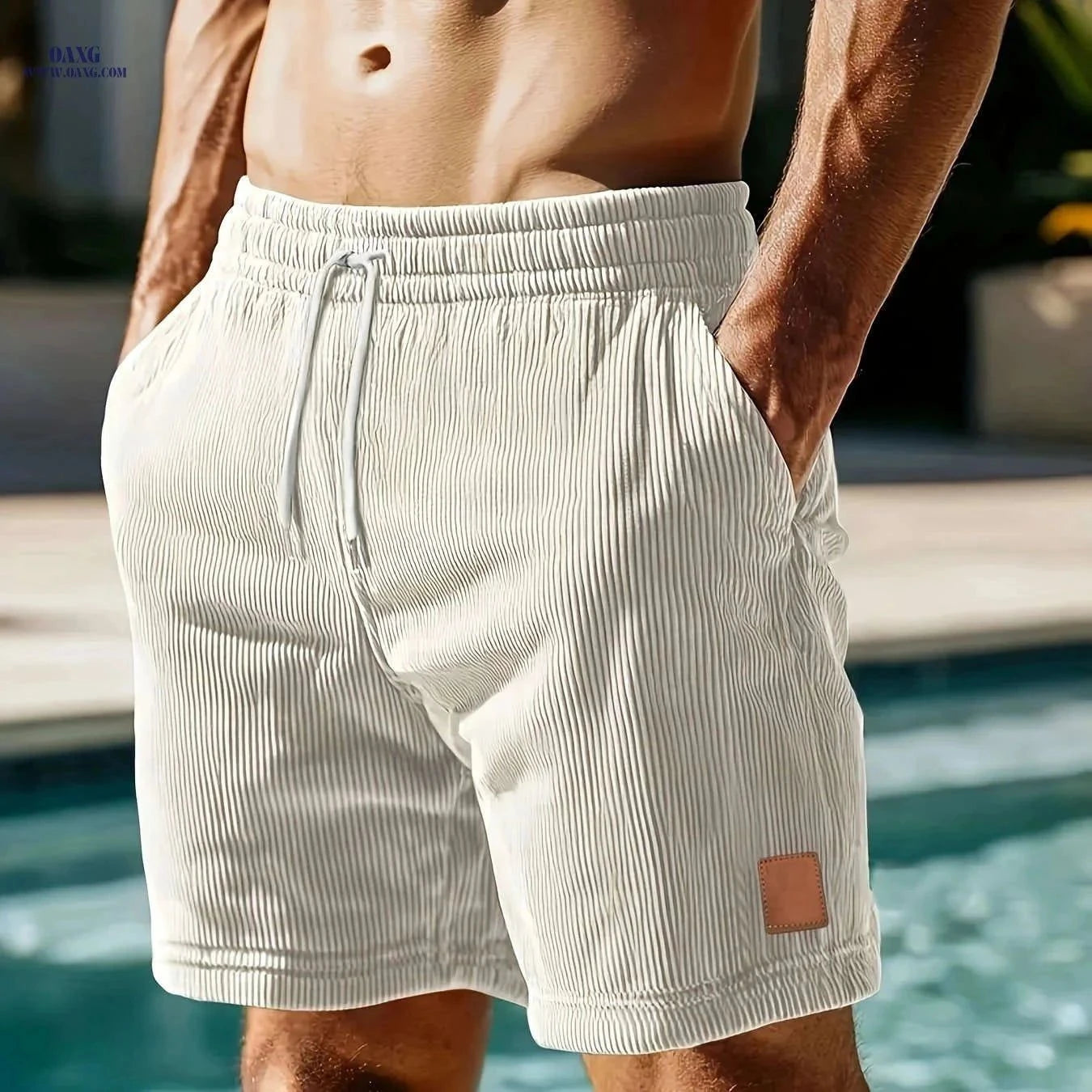 Men's Casual Corduroy Jogging Shorts - Comfortable Summer Fashion   OAXG Navy Color / FR S