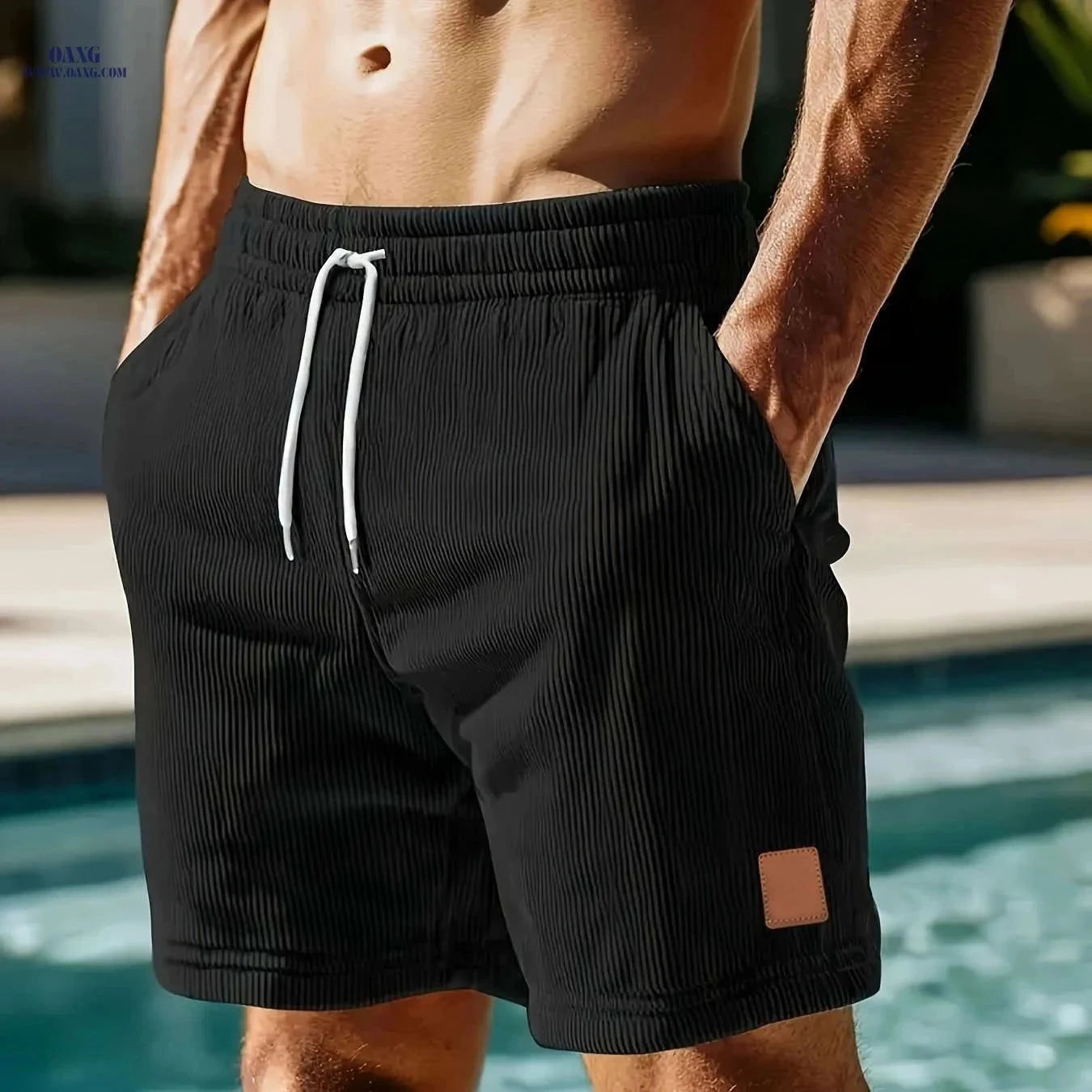 Men's Casual Corduroy Jogging Shorts - Comfortable Summer Fashion   OAXG Navy Color / FR S