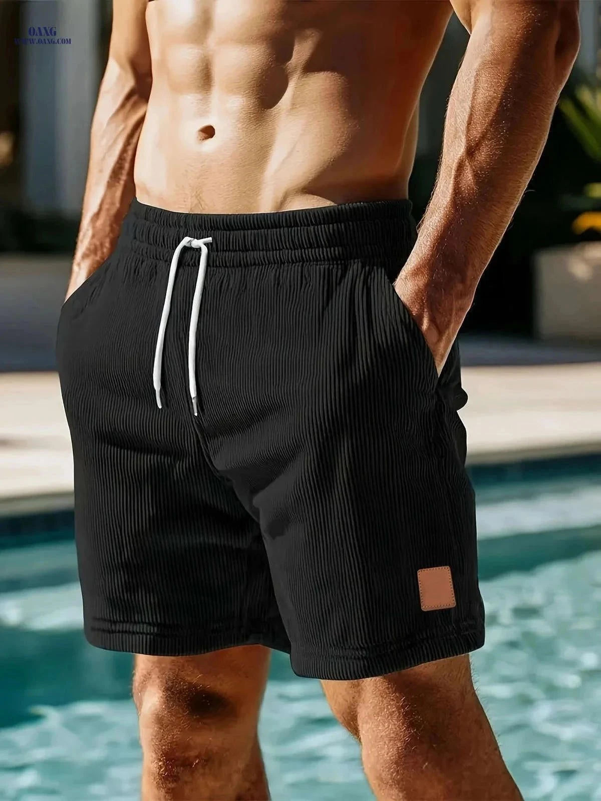 Men's Casual Corduroy Jogging Shorts - Comfortable Summer Fashion   OAXG Navy Color / FR S