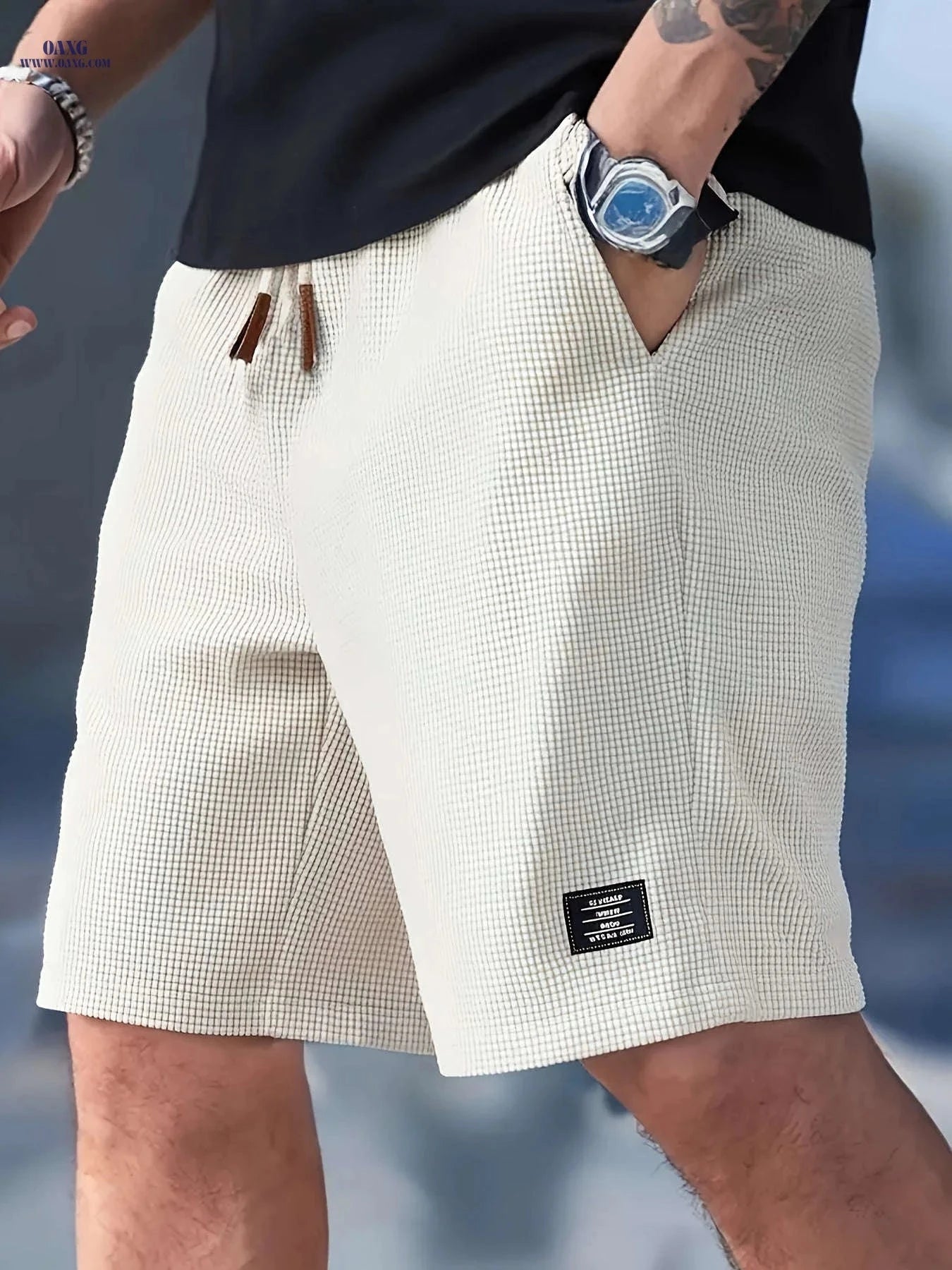 Men's Casual Corduroy Shorts - Elastic Waistband & Soft Fabric   OAXG 