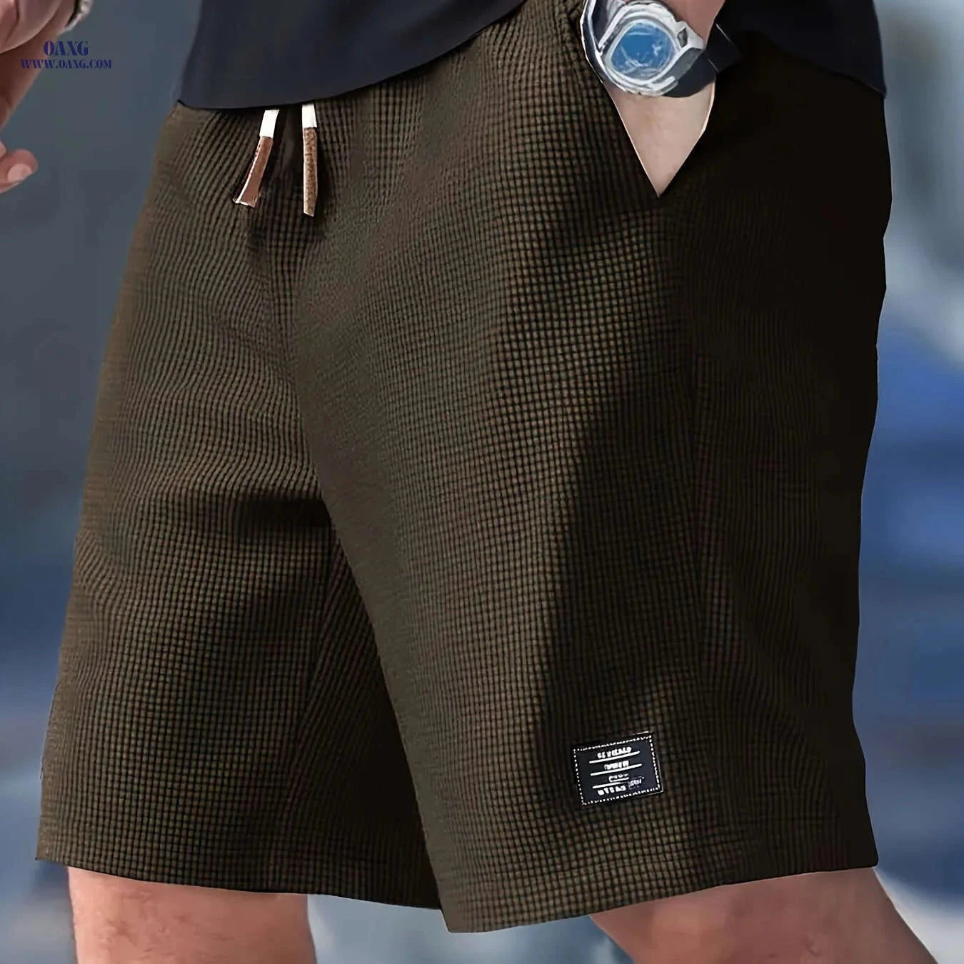 Men's Casual Corduroy Shorts - Elastic Waistband & Soft Fabric   OAXG 