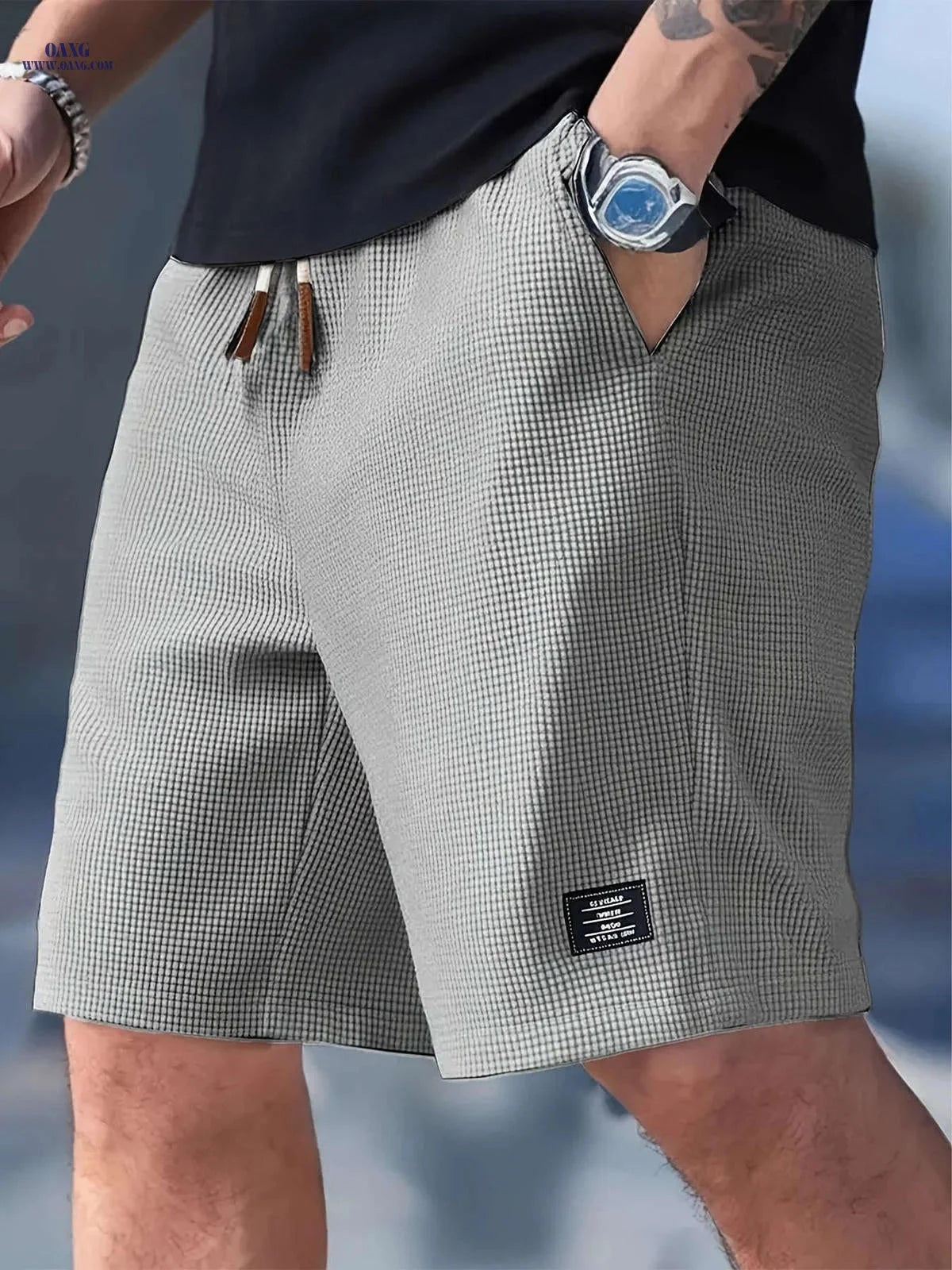 Men's Casual Corduroy Shorts - Elastic Waistband & Soft Fabric   OAXG 