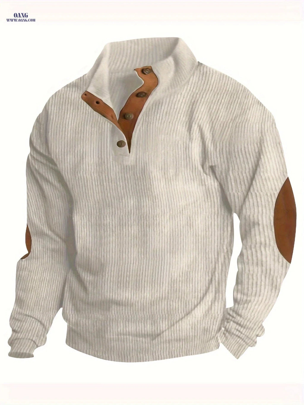 Men's Casual Corduroy Sweatshirt - Long Sleeve, Stand Collar Style   OAXG 