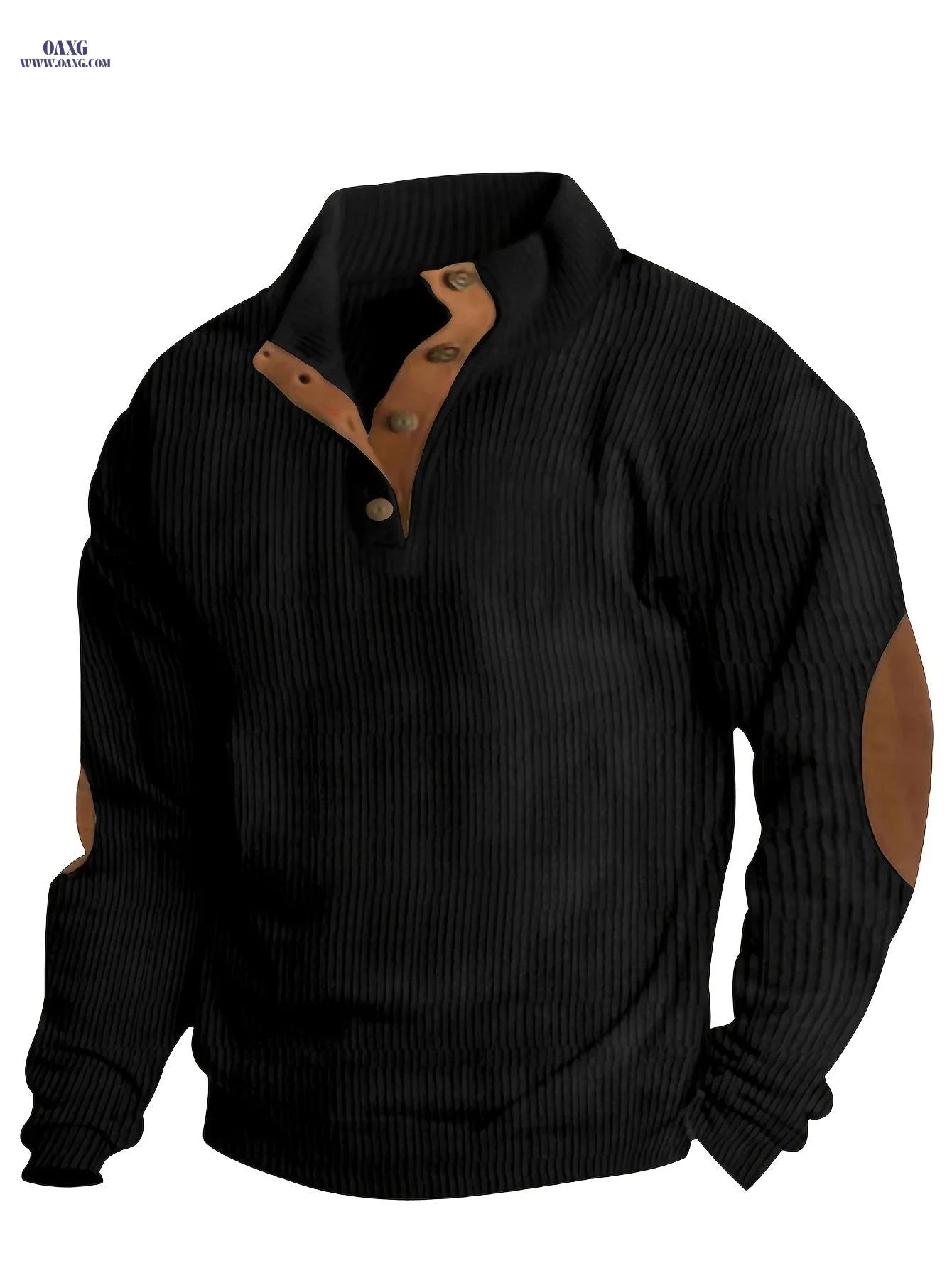 Men's Casual Corduroy Sweatshirt - Long Sleeve, Stand Collar Style   OAXG 