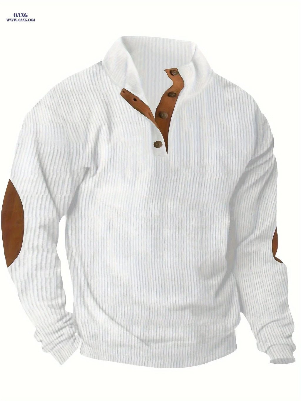 Men's Casual Corduroy Sweatshirt - Long Sleeve, Stand Collar Style   OAXG 