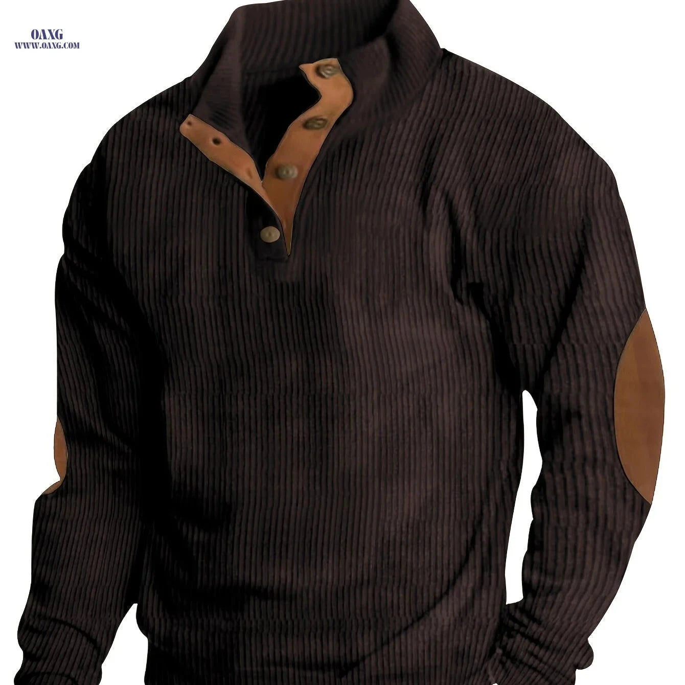 Men's Casual Corduroy Sweatshirt - Long Sleeve, Stand Collar Style   OAXG Red / FR S