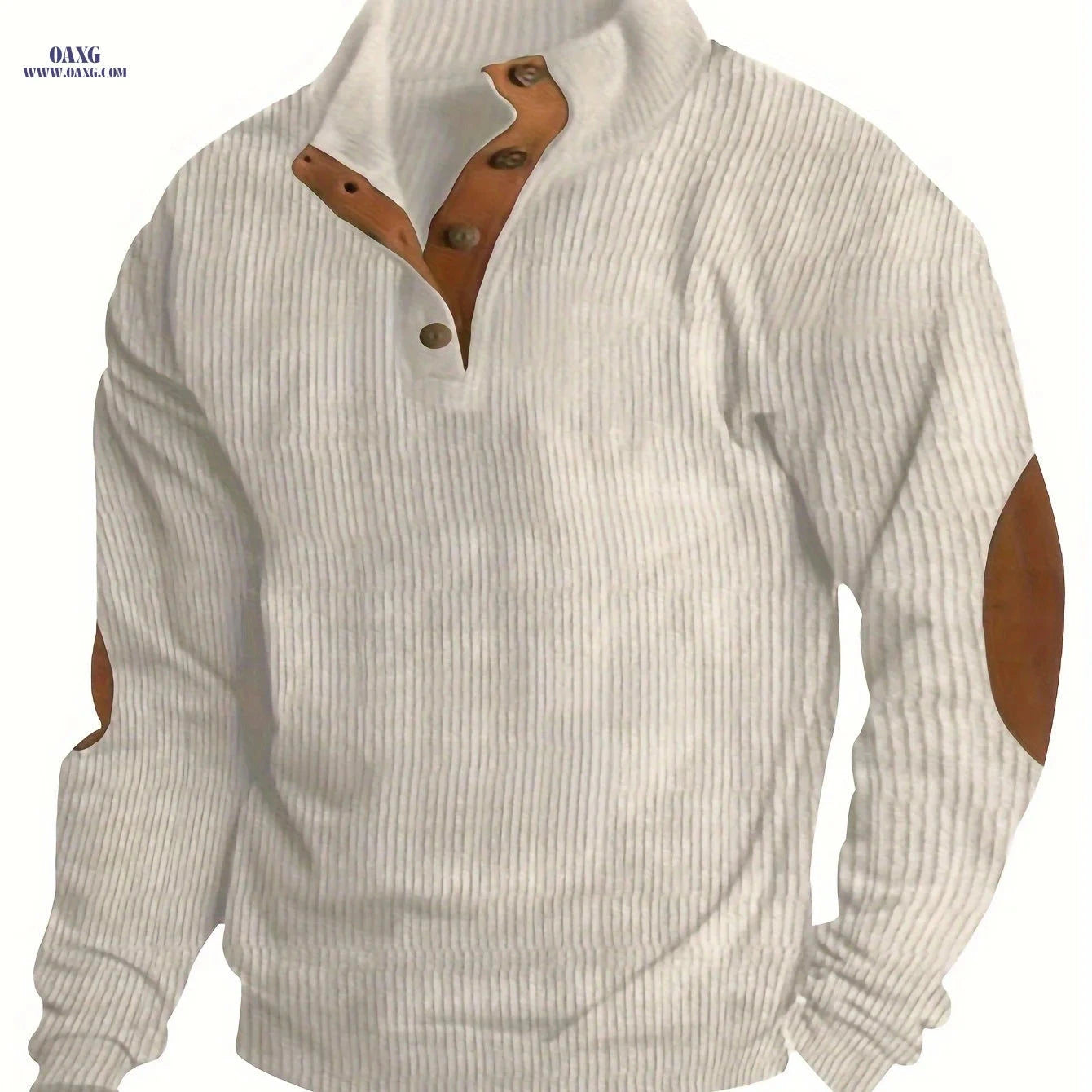 Men's Casual Corduroy Sweatshirt - Long Sleeve, Stand Collar Style   OAXG Red / FR S