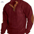 Men's Casual Corduroy Sweatshirt - Long Sleeve, Stand Collar Style   OAXG Red / FR S