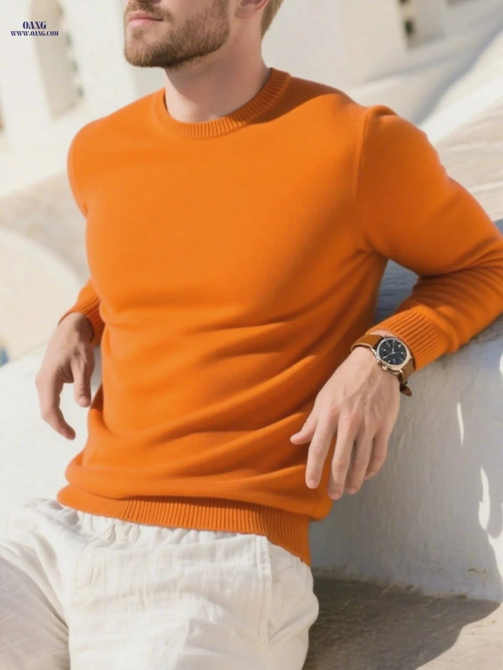 Men's Casual Crew Neck Knit Sweater - Perfect for Autumn/Winter   OAXG 