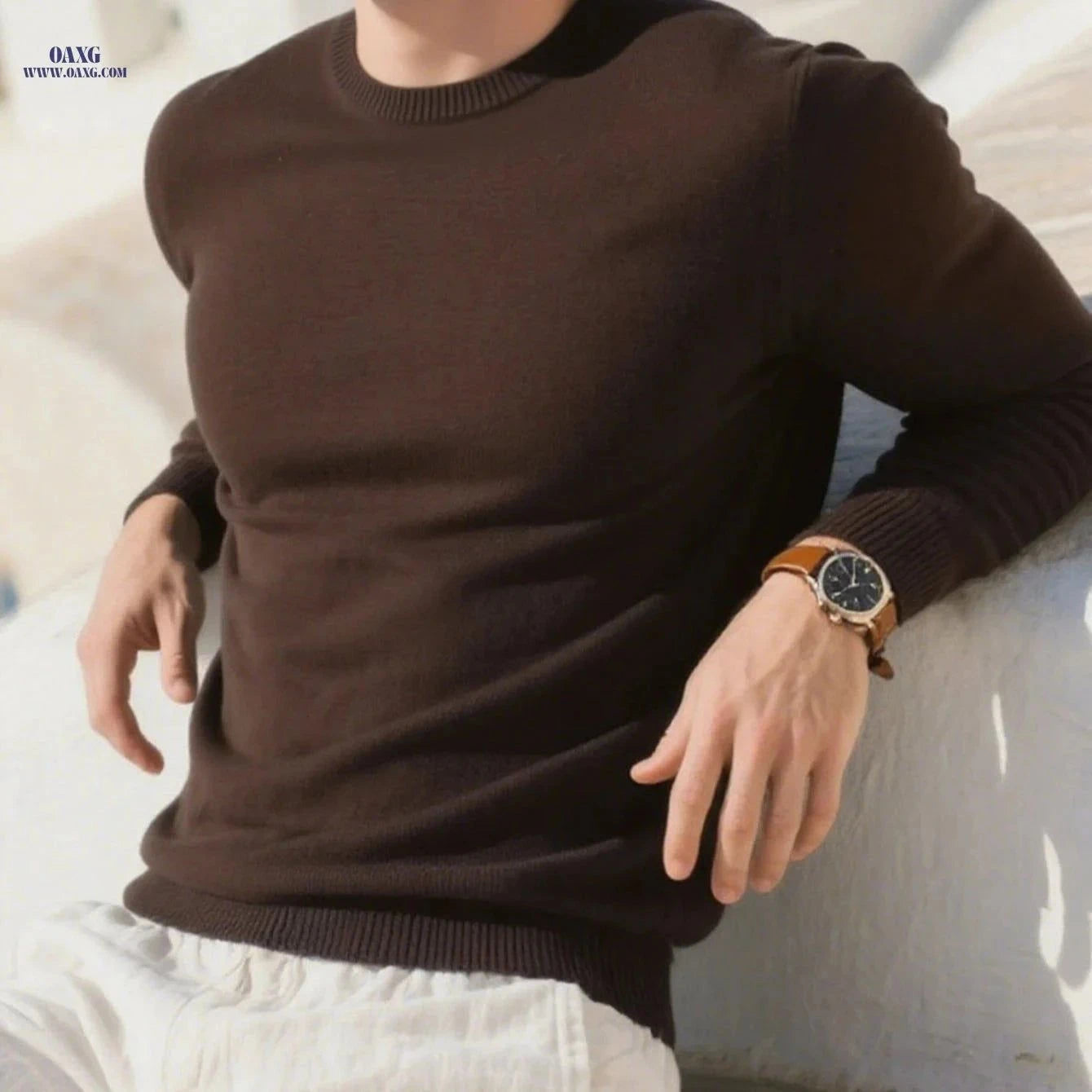 Men's Casual Crew Neck Knit Sweater - Perfect for Autumn/Winter   OAXG Black / FR XL