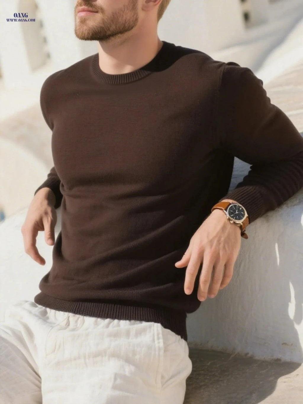 Men's Casual Crew Neck Knit Sweater - Perfect for Autumn/Winter   OAXG 