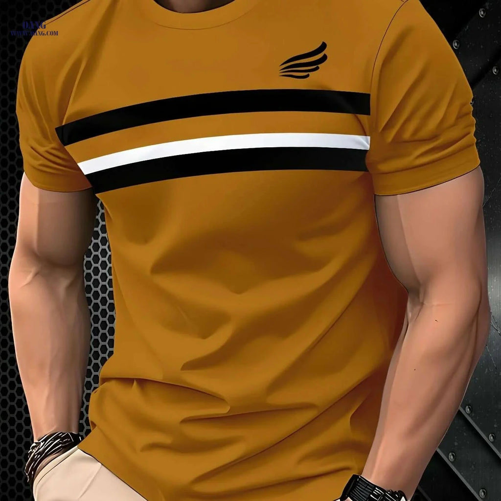Men's Casual Crew Neck T-Shirt - 100% Polyester, Regular Fit   OAXG 
