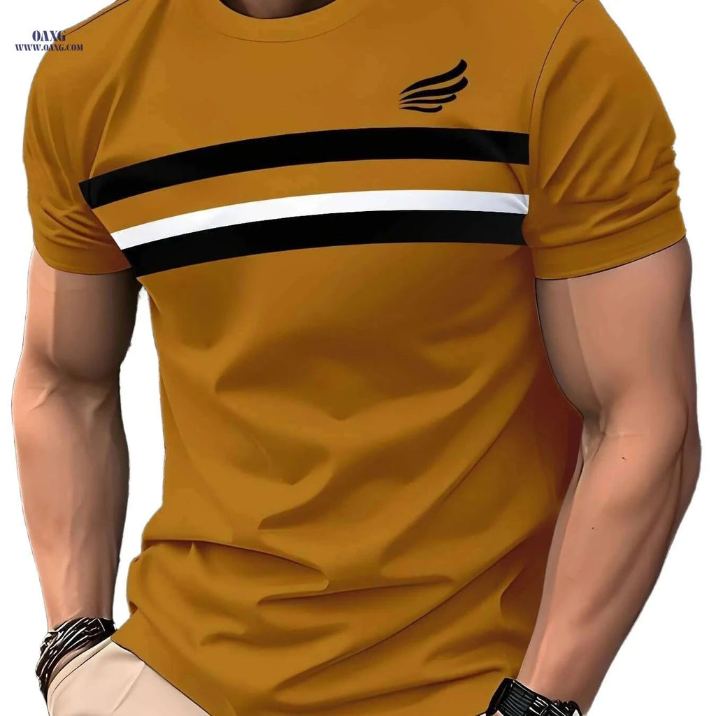 Men's Casual Crew Neck T-Shirt - 100% Polyester, Slight Stretch Fit   OAXG Mixed Color / S