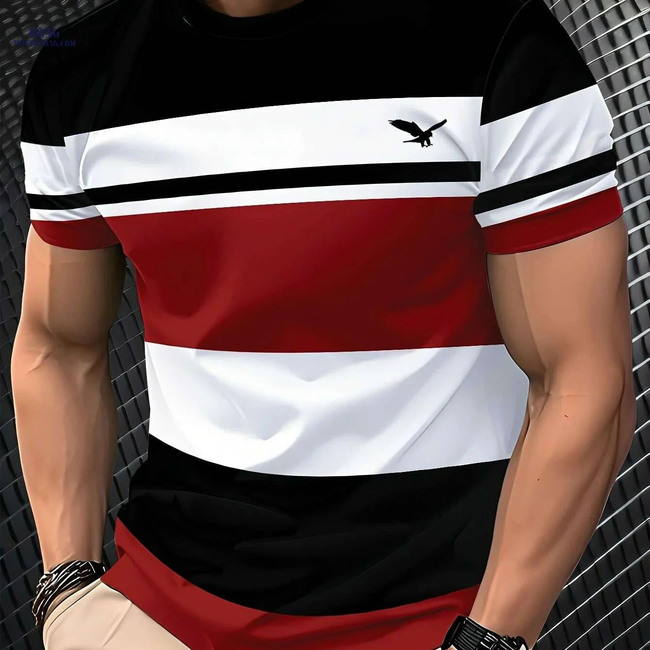 Men's Casual Crew Neck T-Shirt - 3D Print, Breathable Polyester Fabric   OAXG 