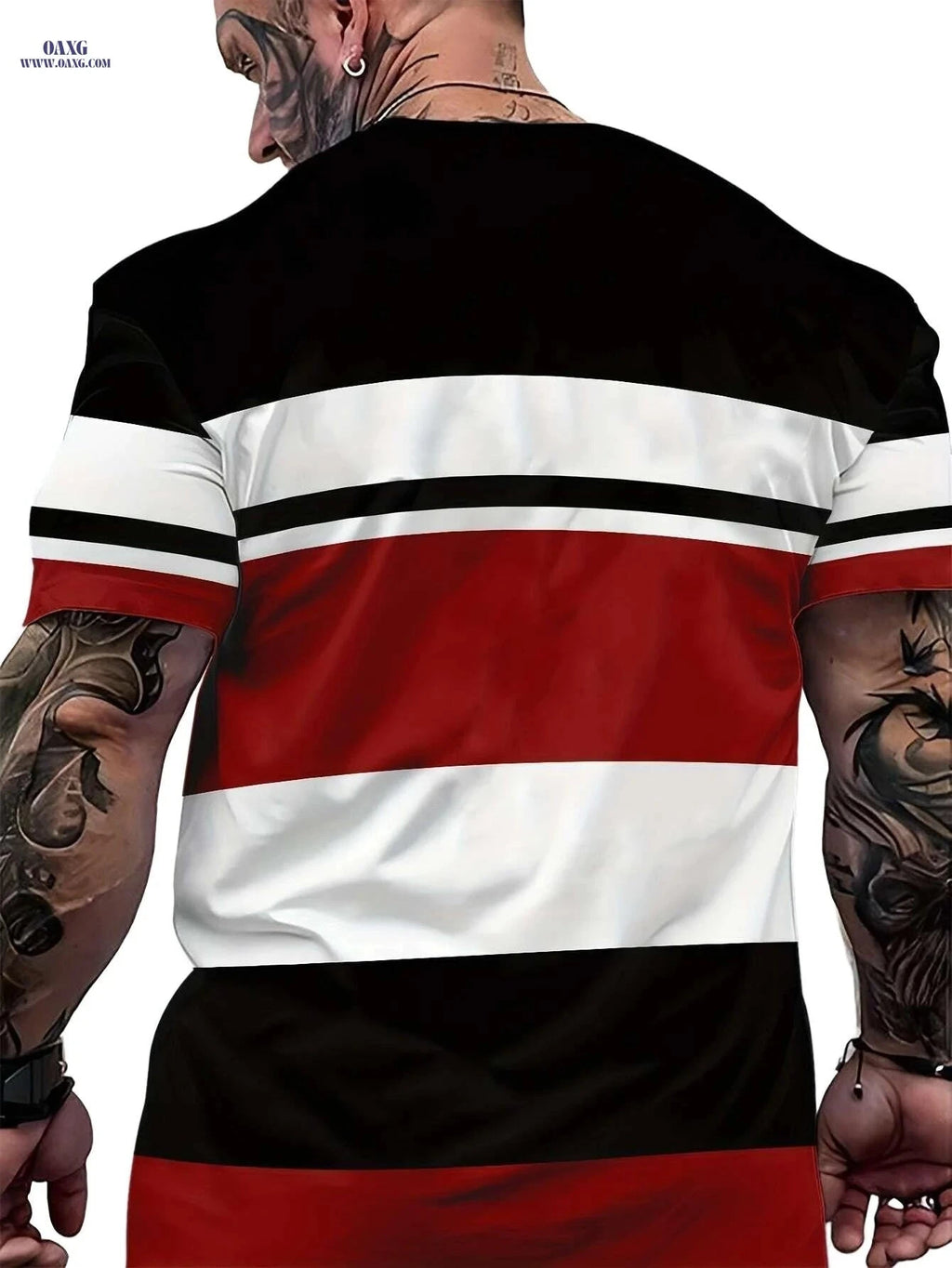 Men's Casual Crew Neck T-Shirt - 3D Print, Lightweight & Stylish   OAXG Deep Red / S