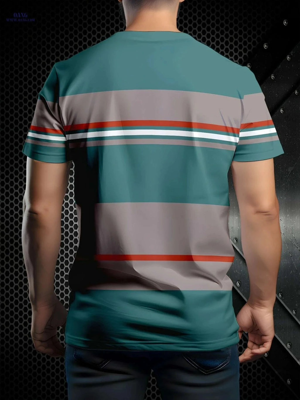 Men's Casual Crew Neck T-Shirt - Breathable Stretchy Fabric, Stripes   OAXG Mixed Color / S