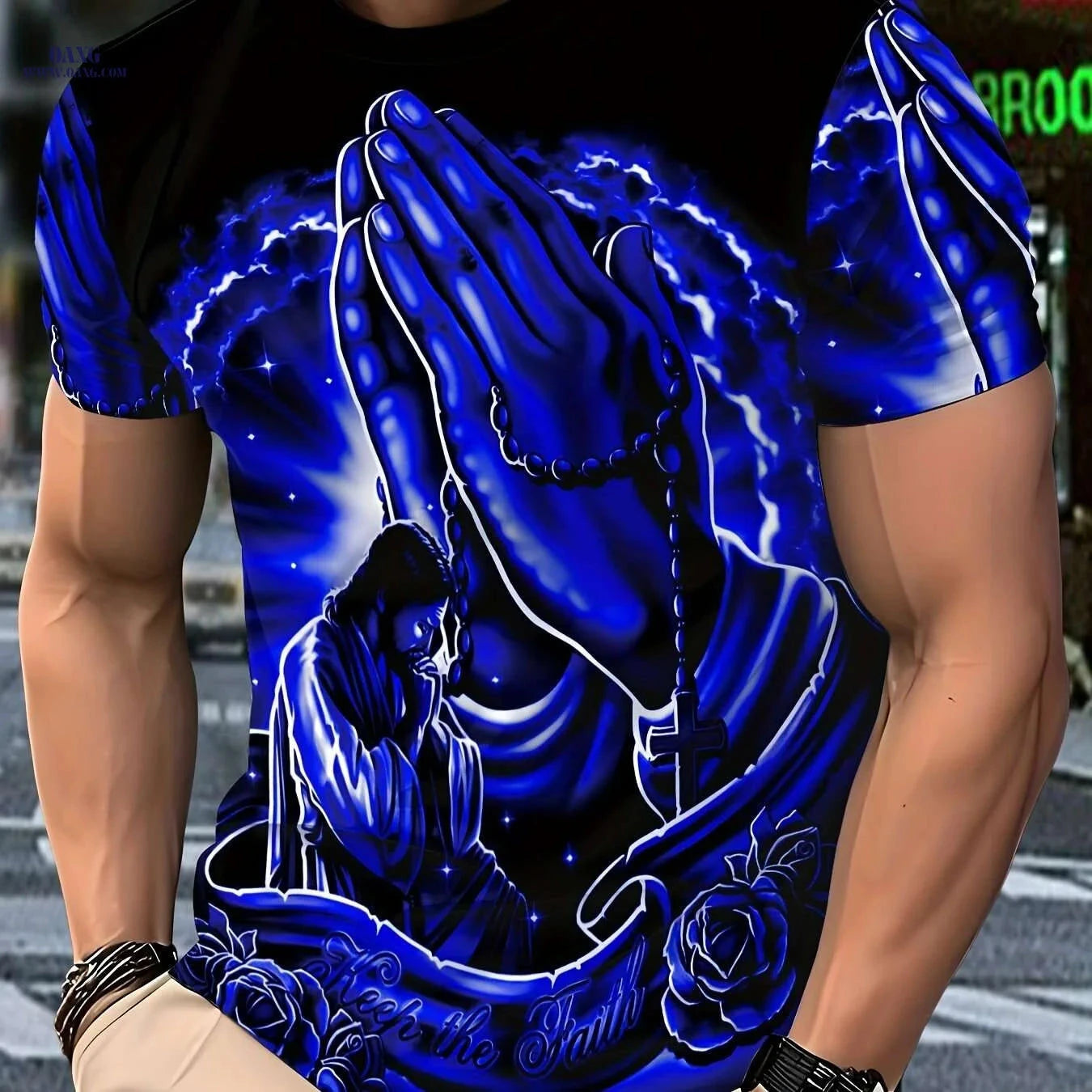 Men’s Casual Crew Neck T-Shirt - Light Luxury Summer Fashion Tee   OAXG Black & Blue / S