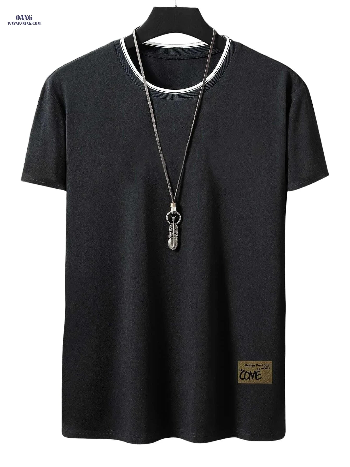 Men's Casual Crew Neck T-Shirt - Stylish Alphabet Pattern for Summer   OAXG 