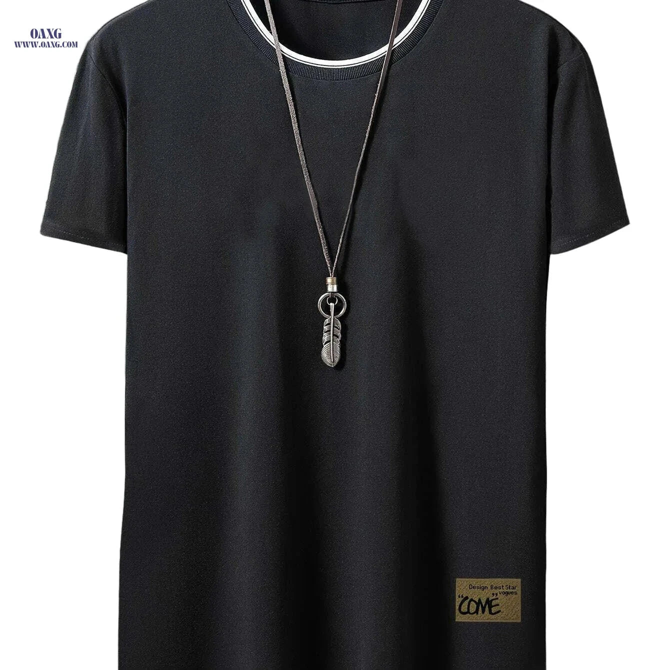 Men's Casual Crew Neck T-Shirt - Stylish Alphabet Pattern for Summer   OAXG Coffee color / S
