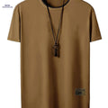 Men's Casual Crew Neck T-Shirt - Stylish Alphabet Pattern for Summer   OAXG Coffee color / S