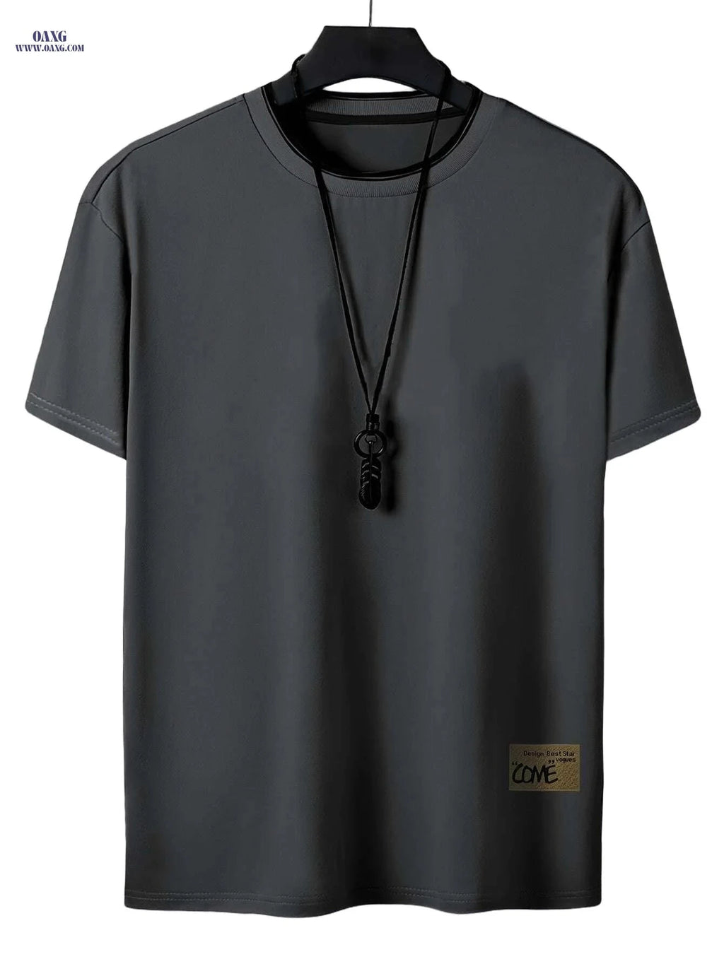 Men's Casual Crew Neck T-Shirt - Stylish Alphabet Pattern for Summer   OAXG Coffee color / S