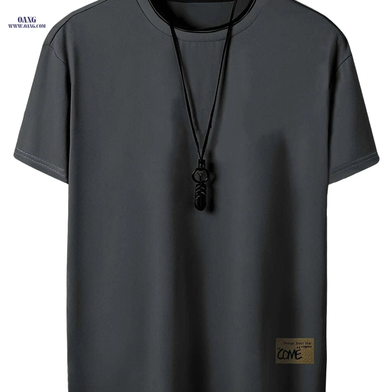 Men's Casual Crew Neck T-Shirt - Stylish Alphabet Pattern for Summer   OAXG Coffee color / S