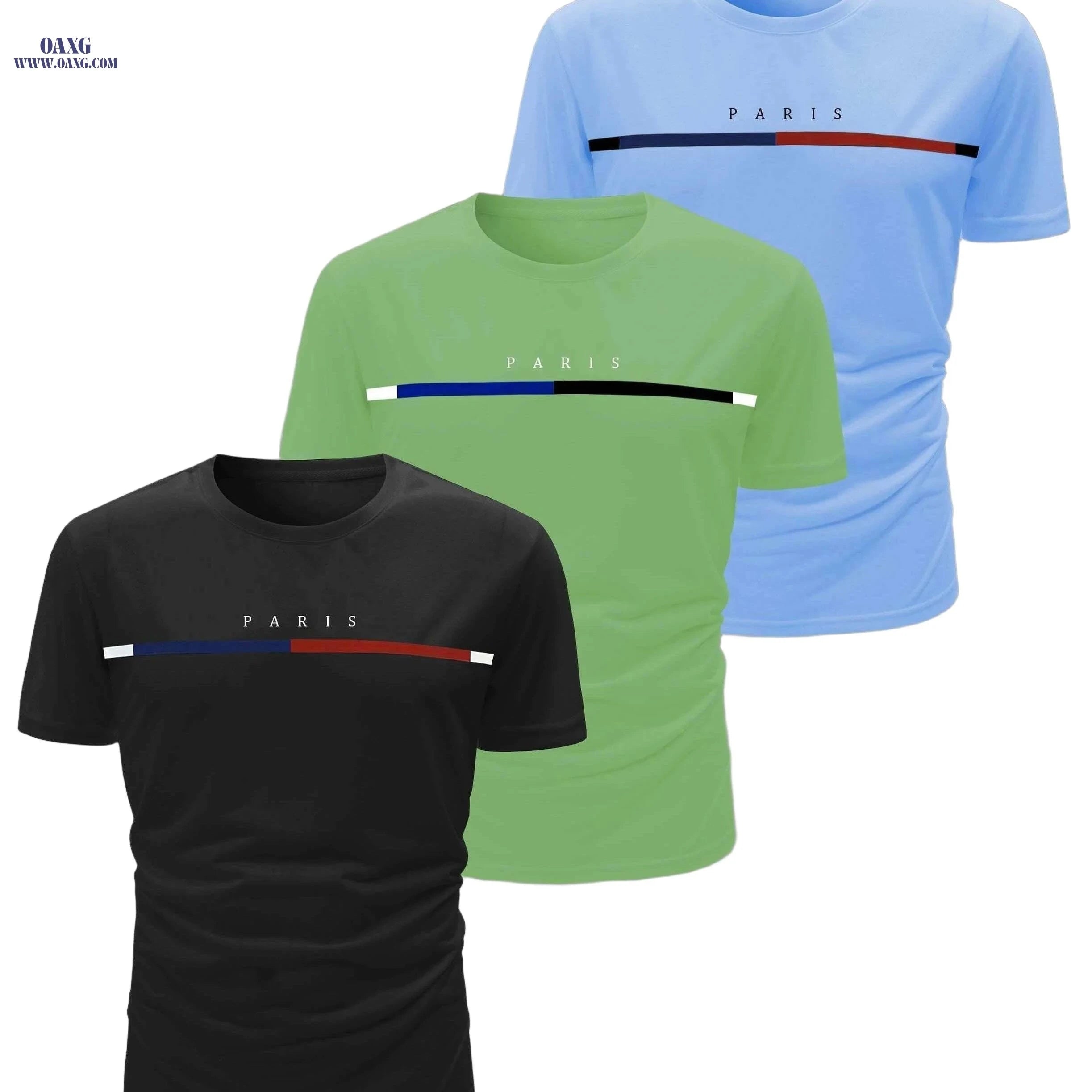 Men’s Casual Crew Neck T-Shirts - 3pcs Lightweight Summer Wear   OAXG Red, Black And Royal Blue / S