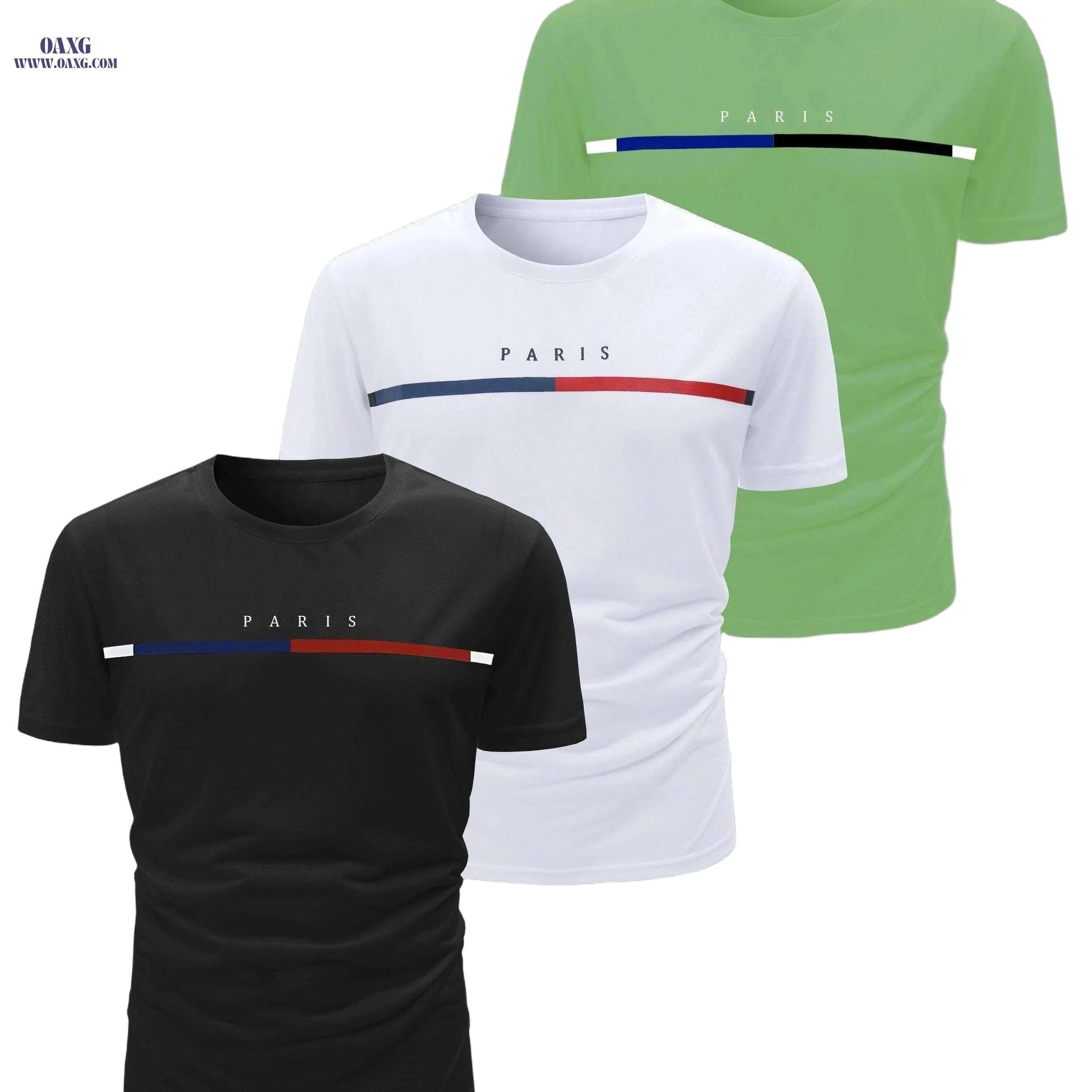 Men’s Casual Crew Neck T-Shirts - 3pcs Lightweight Summer Wear   OAXG Red, Black And Royal Blue / S
