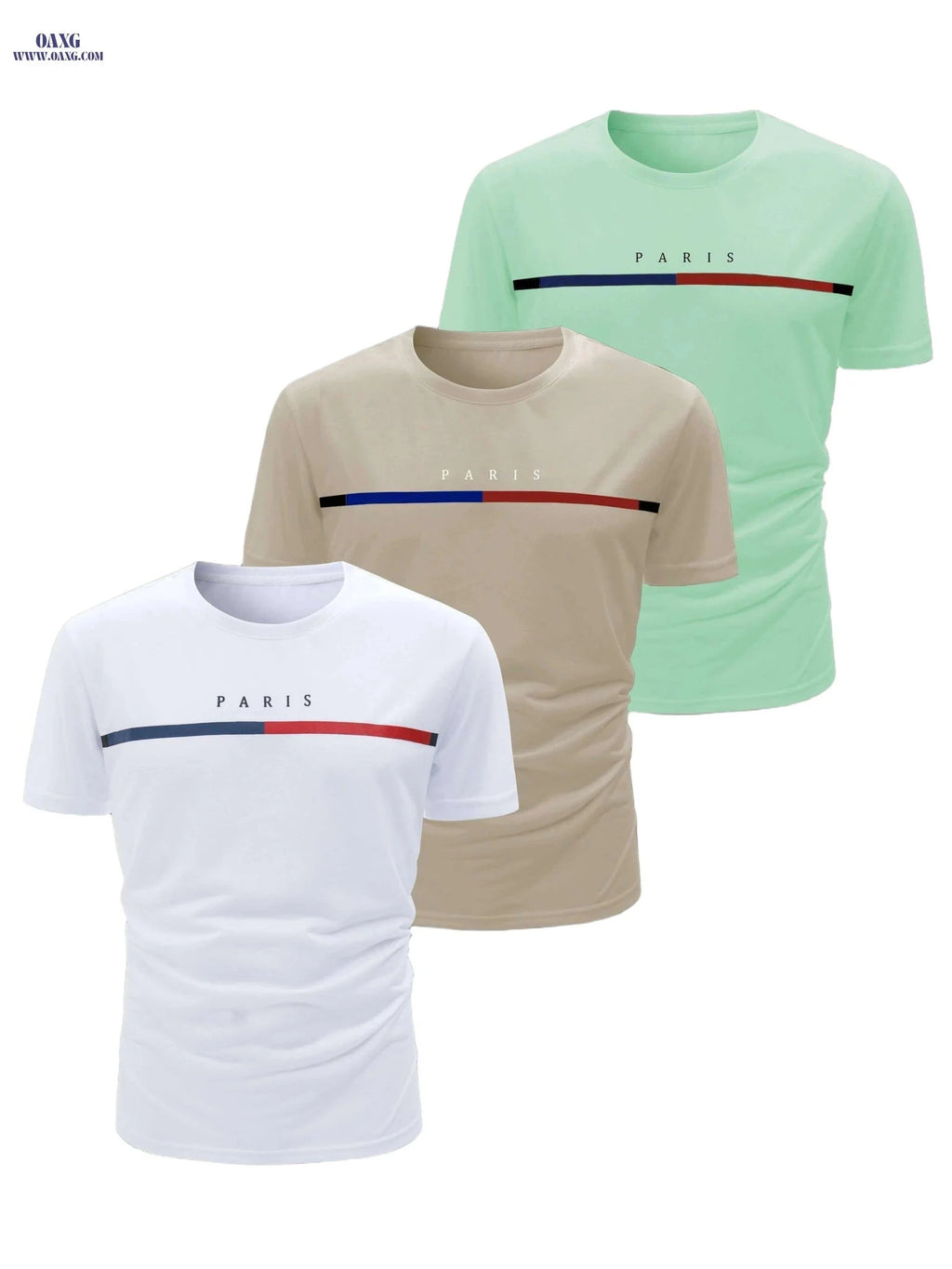 Men’s Casual Crew Neck T-Shirts - 3pcs Lightweight Summer Wear   OAXG Red, Black And Royal Blue / S