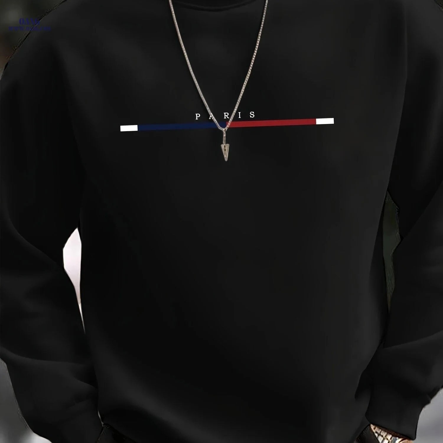 Men's Casual Crewneck Sweatshirt - Three-Color Stripe Style   OAXG 