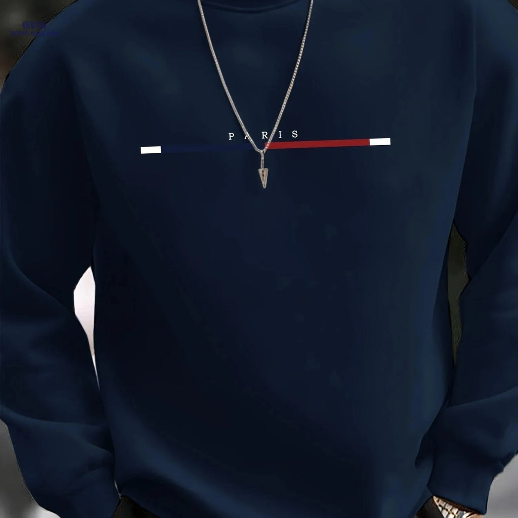 Men's Casual Crewneck Sweatshirt - Three-Color Stripe Style   OAXG 