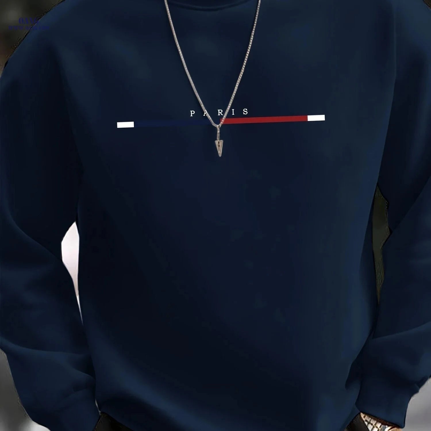 Men's Casual Crewneck Sweatshirt - Three-Color Stripe Style   OAXG 