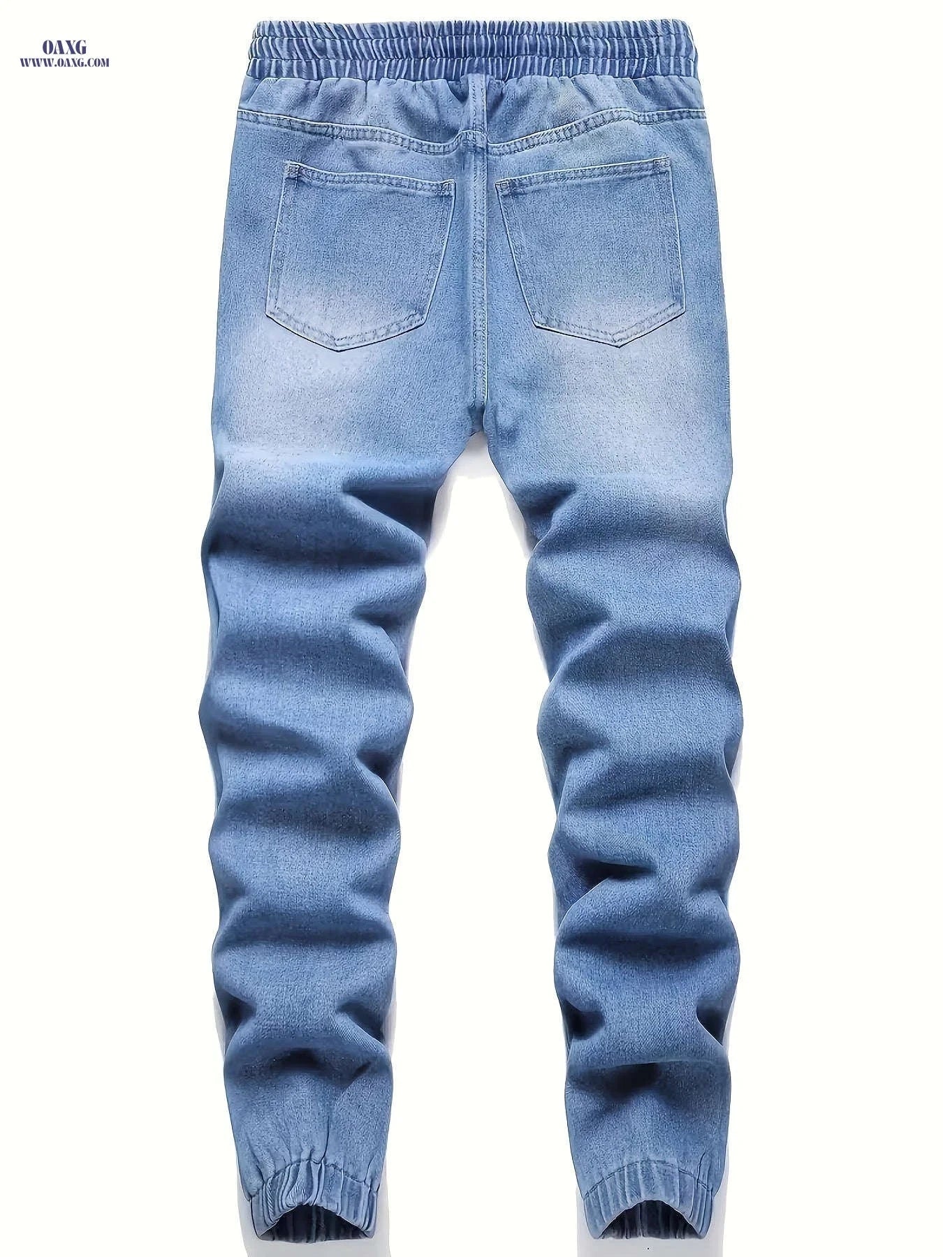 Men's Casual Denim Trousers - Loose Fit Cotton Blend Joggers   OAXG 
