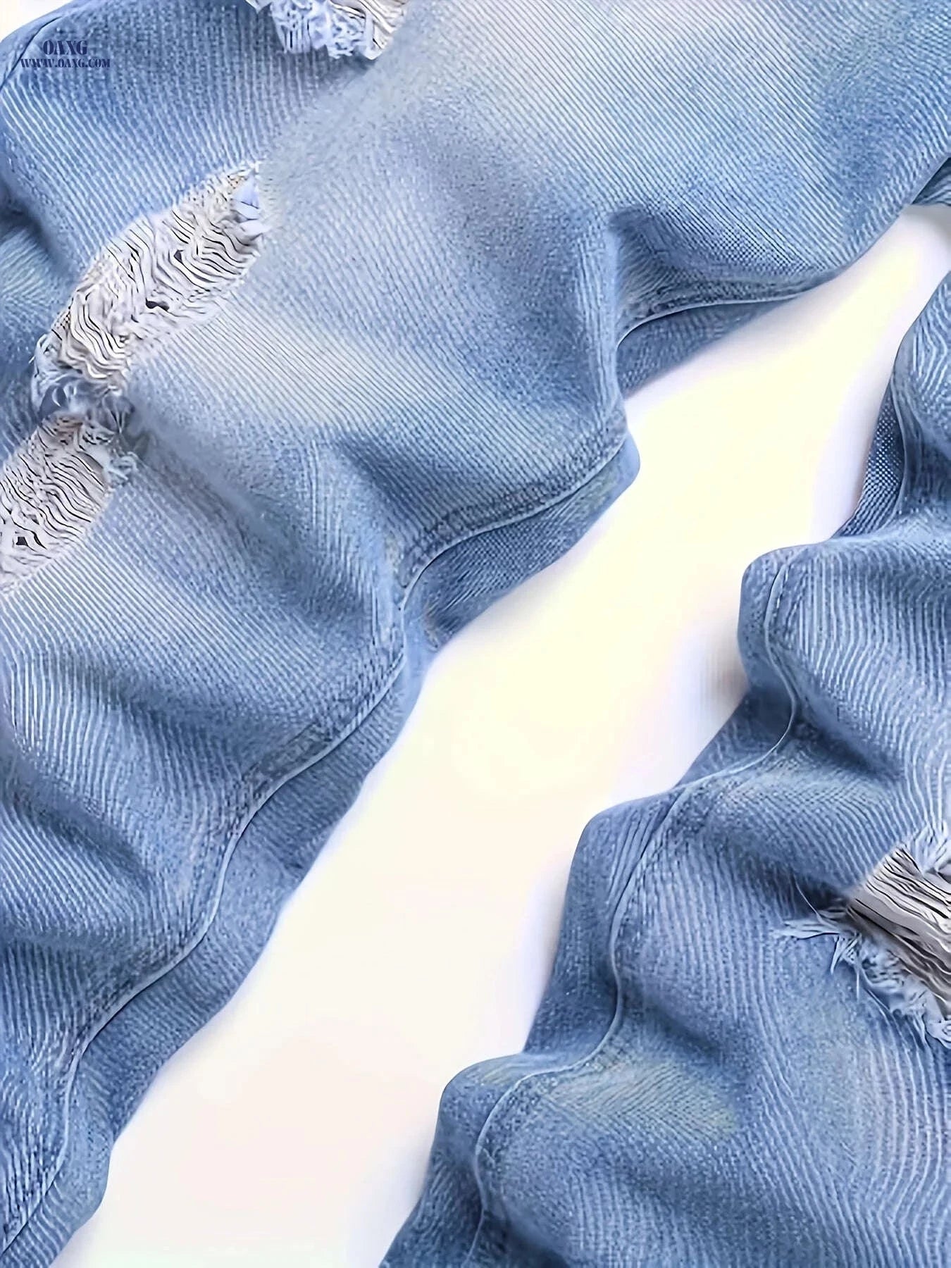 Men's Casual Denim Trousers - Loose Fit Cotton Blend Joggers   OAXG Sky Blue / FR M