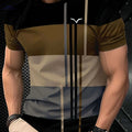 Men's Casual Digital Print T-Shirt - Short Sleeve, Crew Neck Style   OAXG Khaki / S