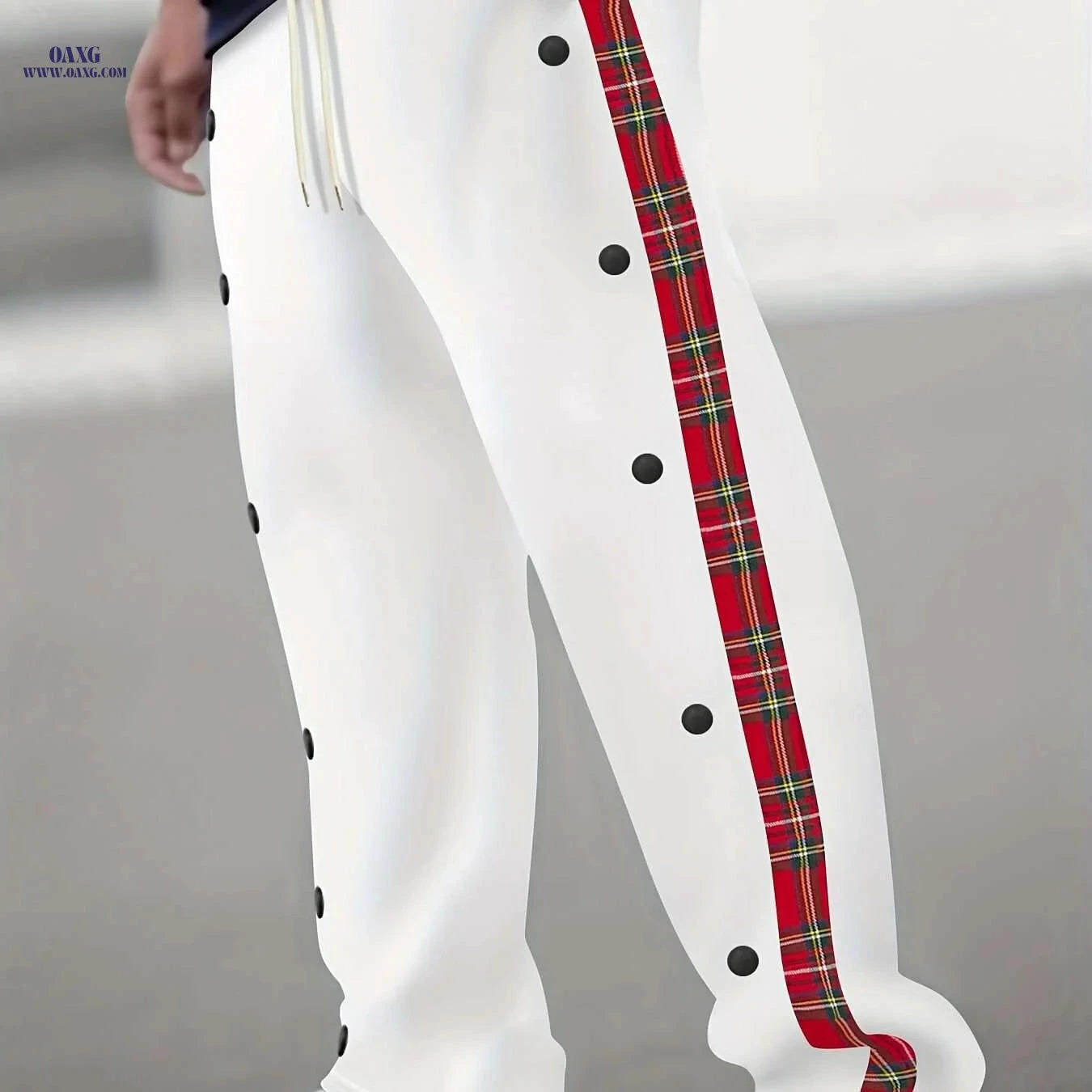 Men's Casual Drawstring Pants - 100% Polyester, Regular Fit, Solid Color   OAXG 