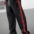 Men's Casual Drawstring Pants - 100% Polyester, Regular Fit, Solid Color   OAXG Black / S