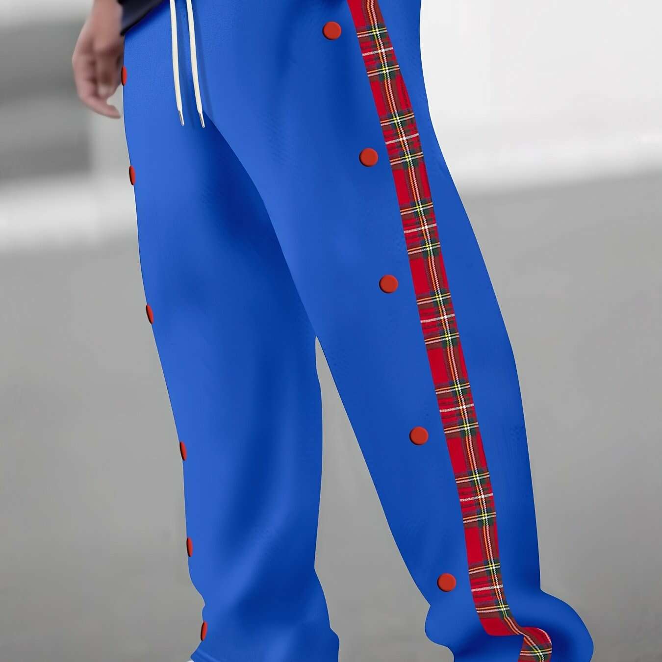 Men's Casual Drawstring Pants - 100% Polyester, Regular Fit, Solid Color   OAXG Black / S