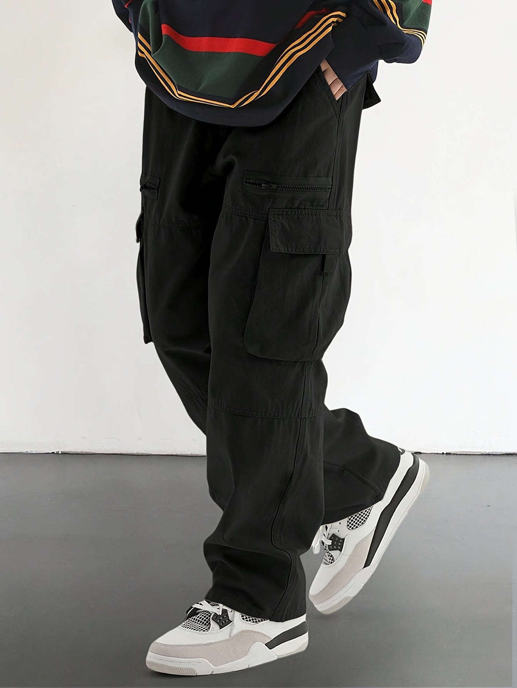 Men's Casual Drawstring Pants - Stylish Flap Pockets, Relaxed Fit   OAXG 