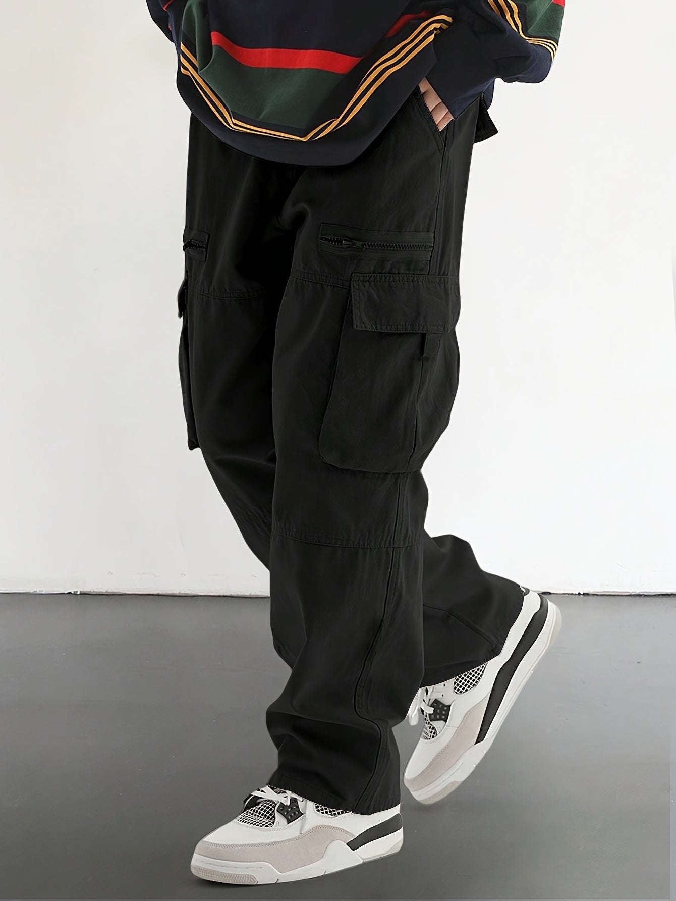 Men's Casual Drawstring Pants - Stylish Flap Pockets, Relaxed Fit   OAXG 