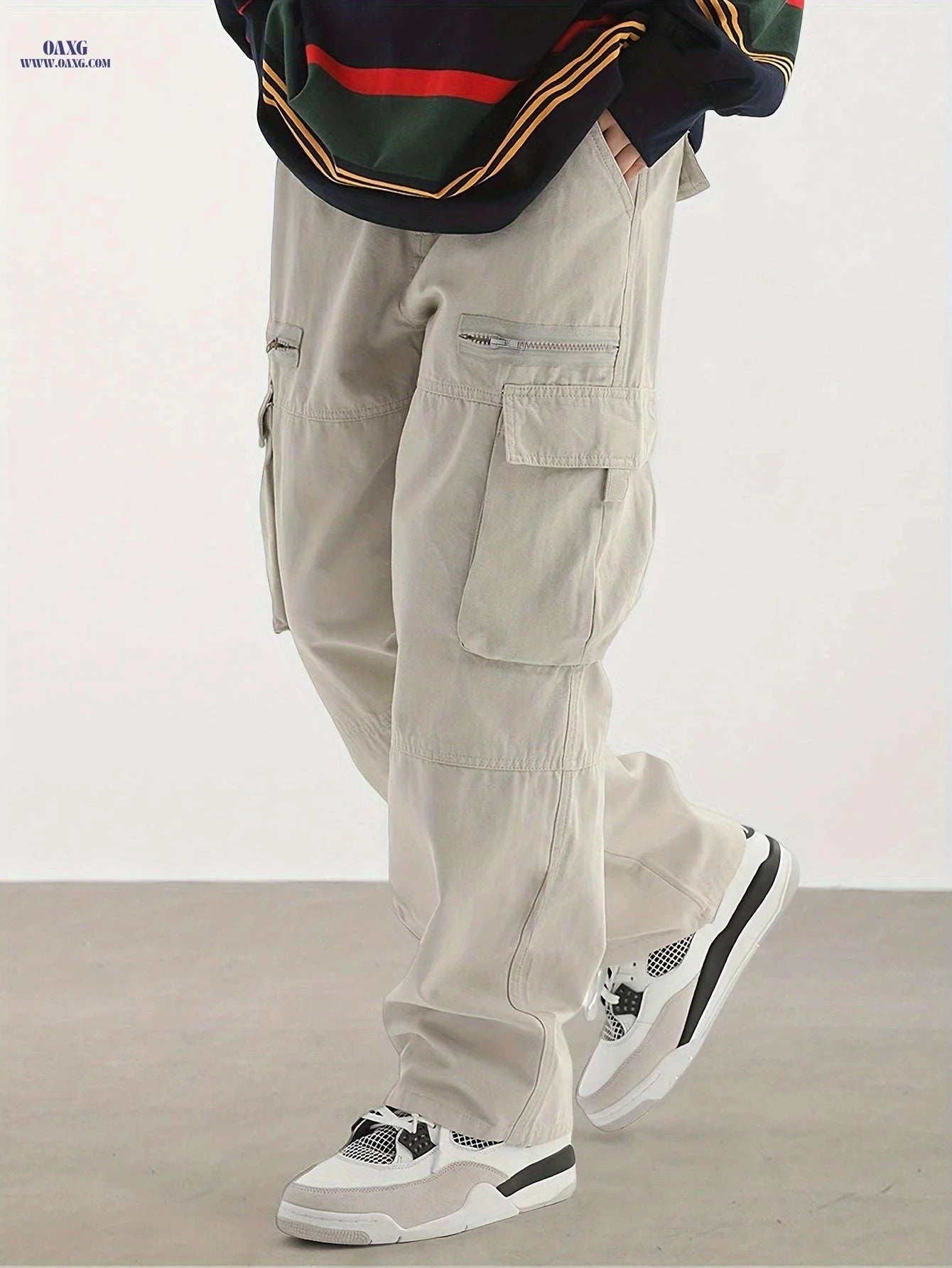 Men's Casual Drawstring Pants - Stylish Flap Pockets, Relaxed Fit   OAXG 