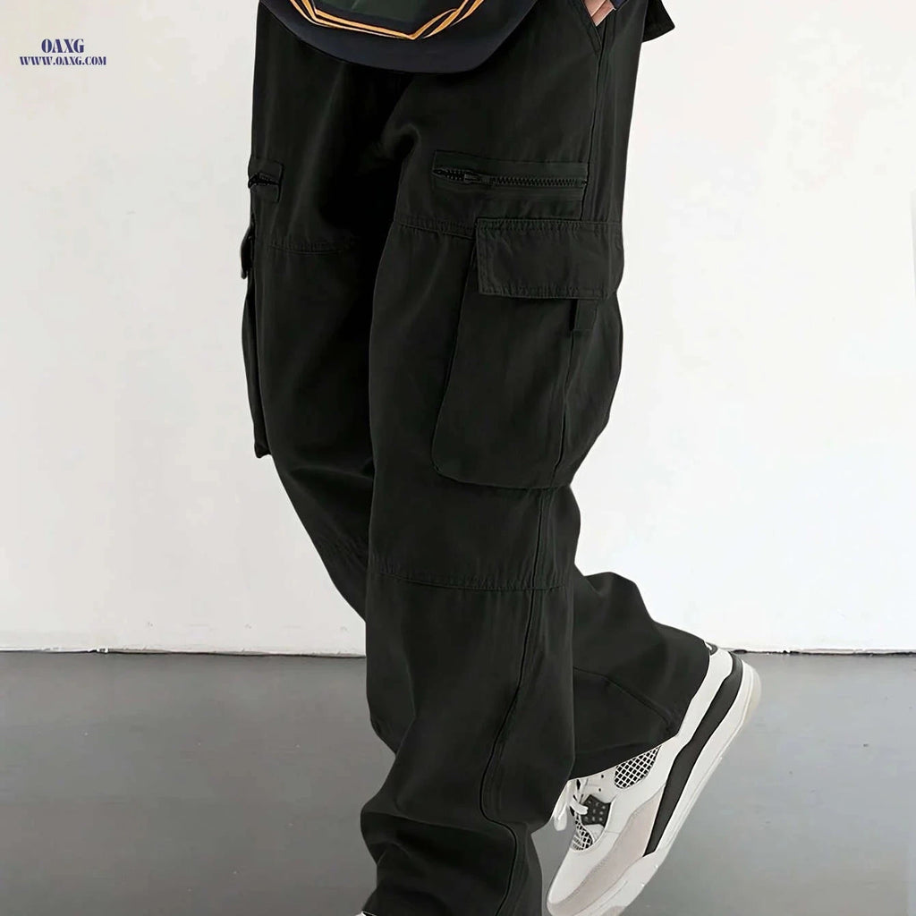 Men's Casual Drawstring Pants - Stylish Flap Pockets, Relaxed Fit   OAXG 