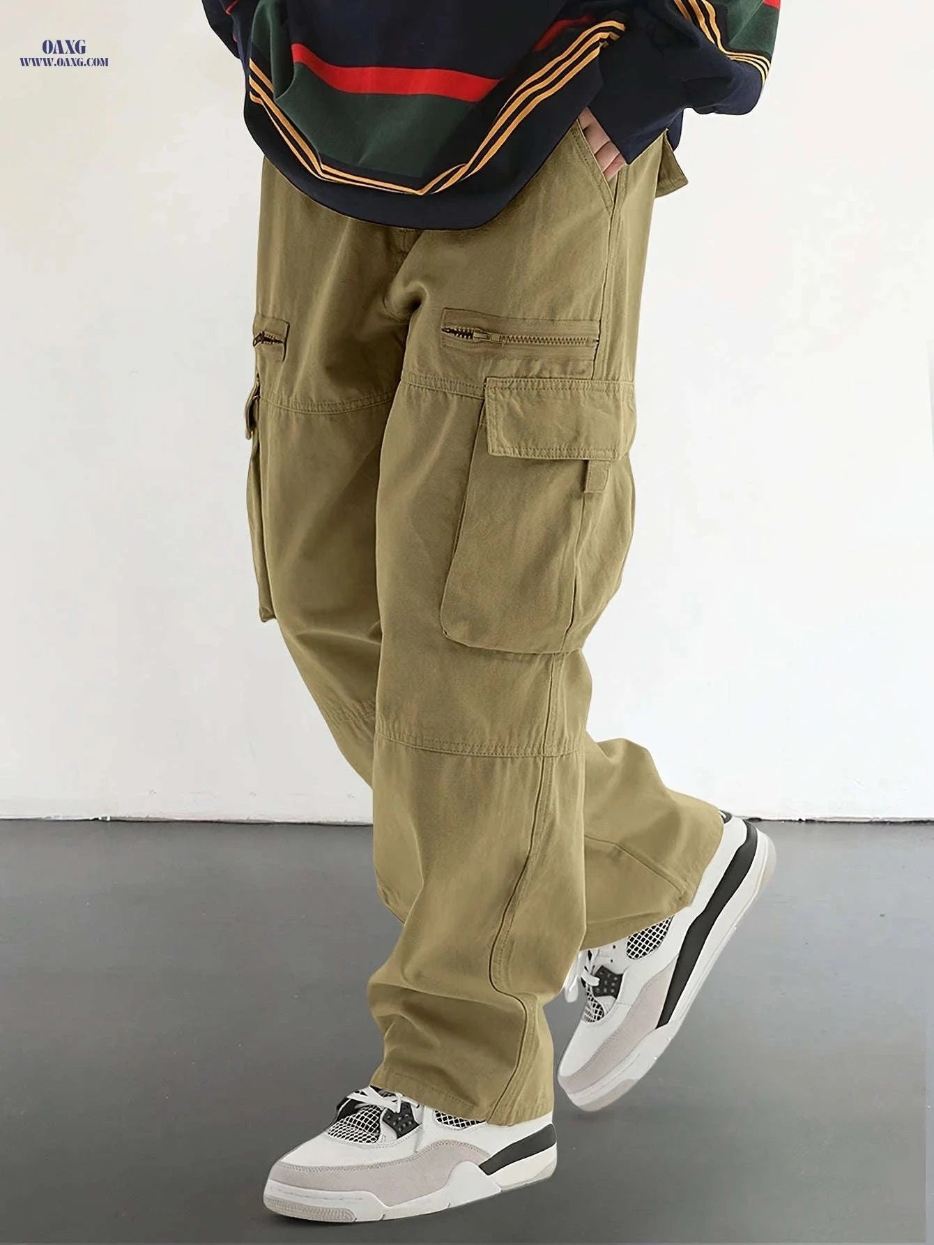 Men's Casual Drawstring Pants - Stylish Flap Pockets, Relaxed Fit   OAXG 