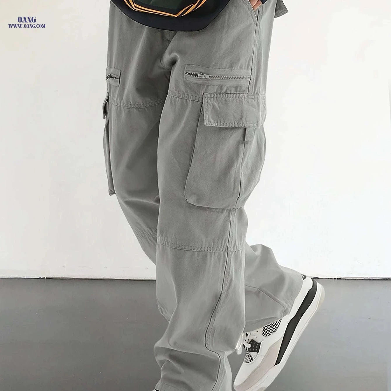 Men's Casual Drawstring Pants - Stylish Flap Pockets, Relaxed Fit   OAXG 