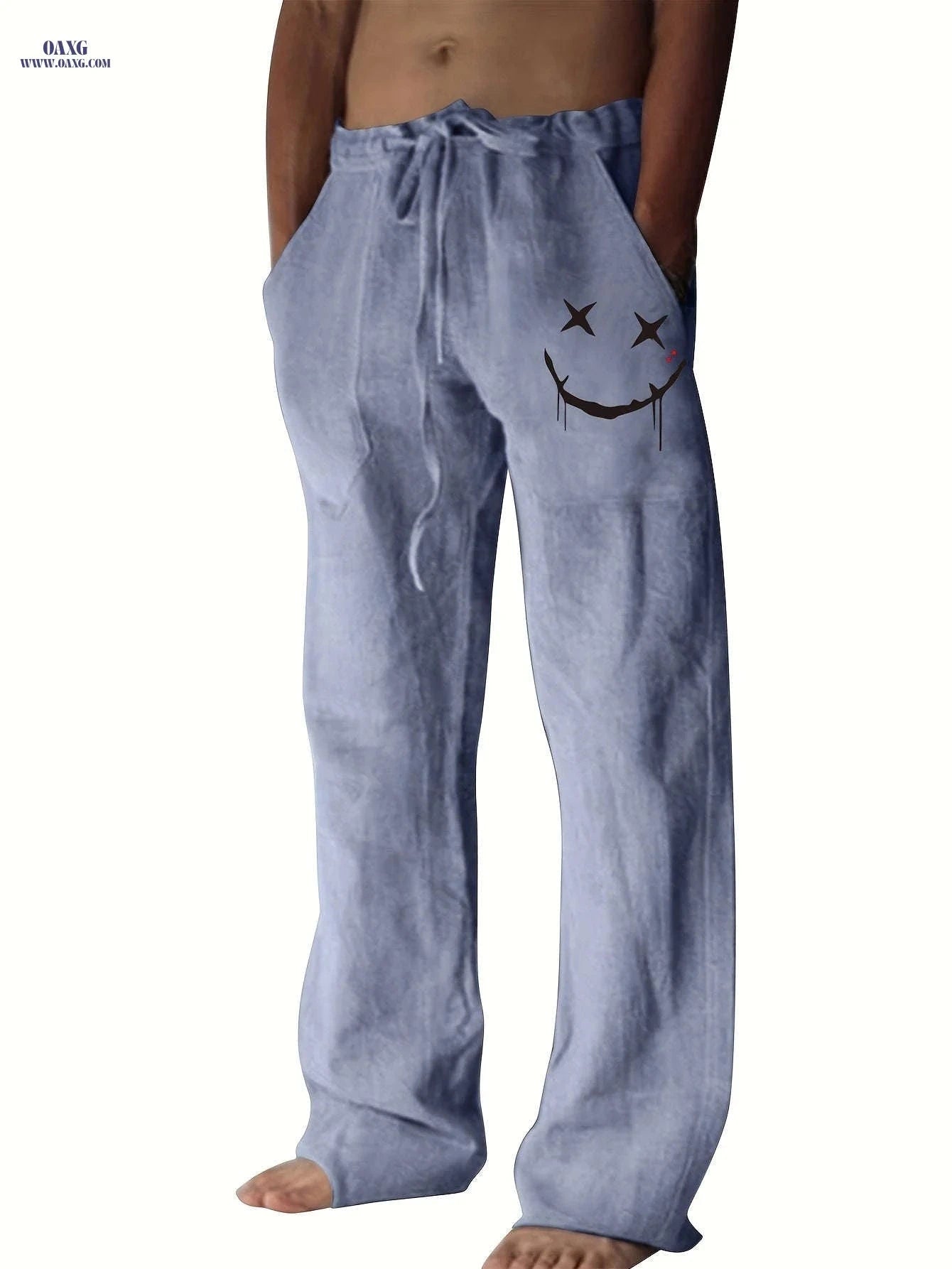 Men's Casual Drawstring Pants - Whimsical Print for Beach Style   OAXG 