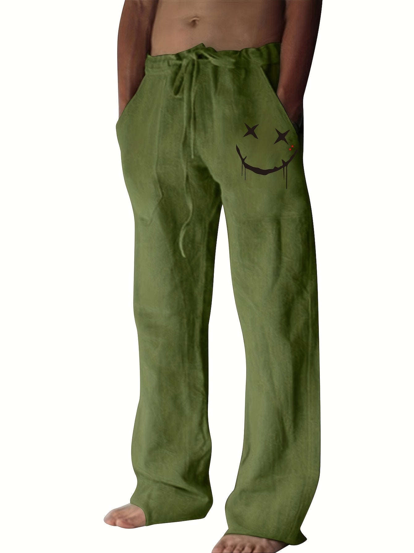 Men's Casual Drawstring Pants - Whimsical Print for Beach Style   OAXG 
