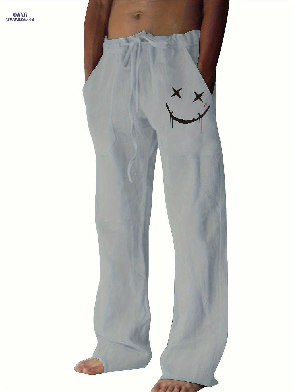 Men's Casual Drawstring Pants - Whimsical Print for Beach Style   OAXG 