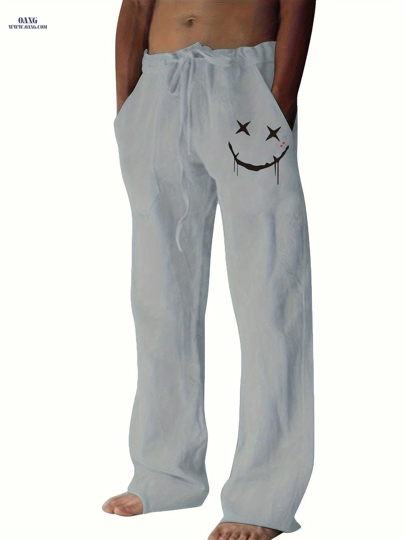 Men's Casual Drawstring Pants - Whimsical Print for Beach Style   OAXG 