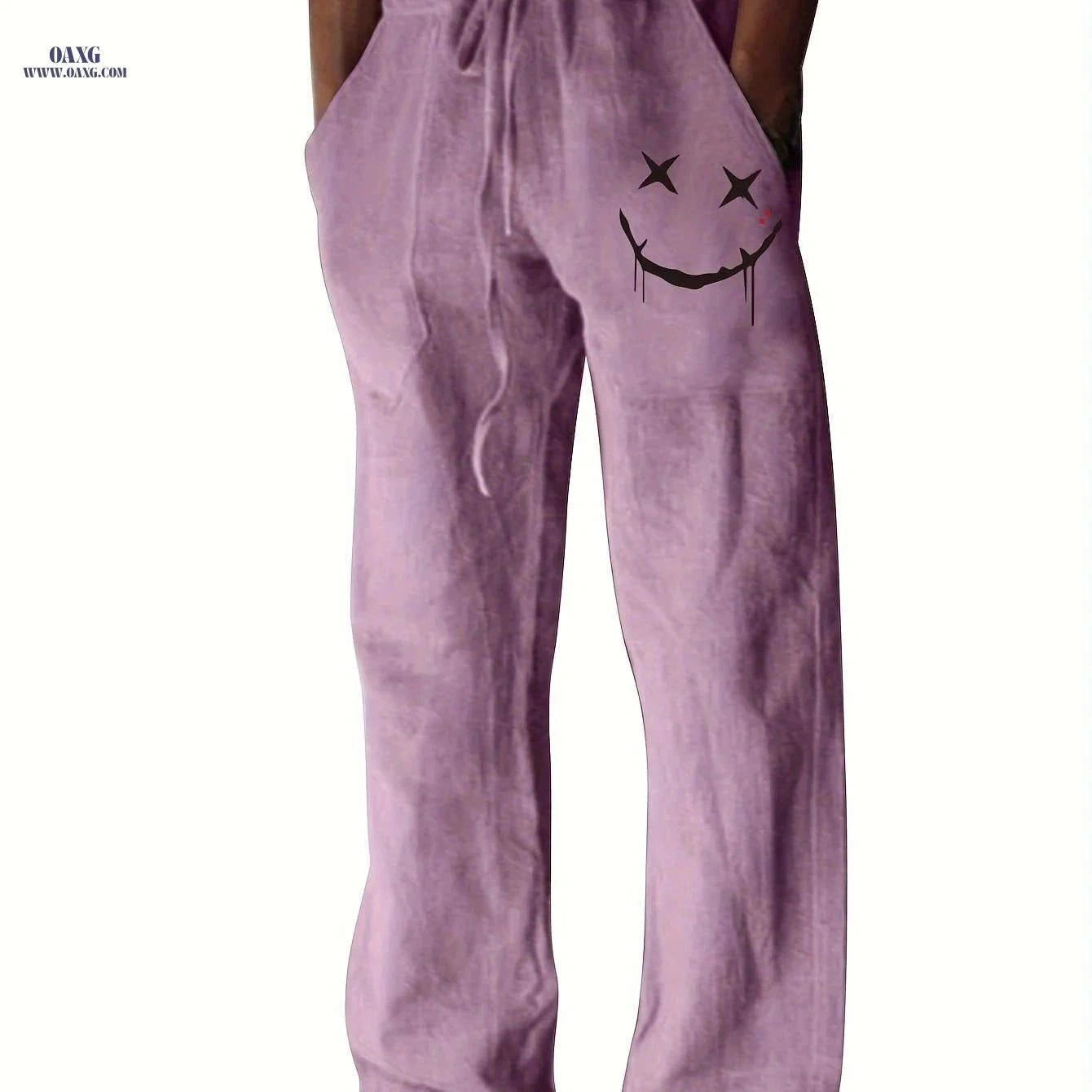 Men's Casual Drawstring Pants - Whimsical Print for Beach Style   OAXG Khaki / FR S