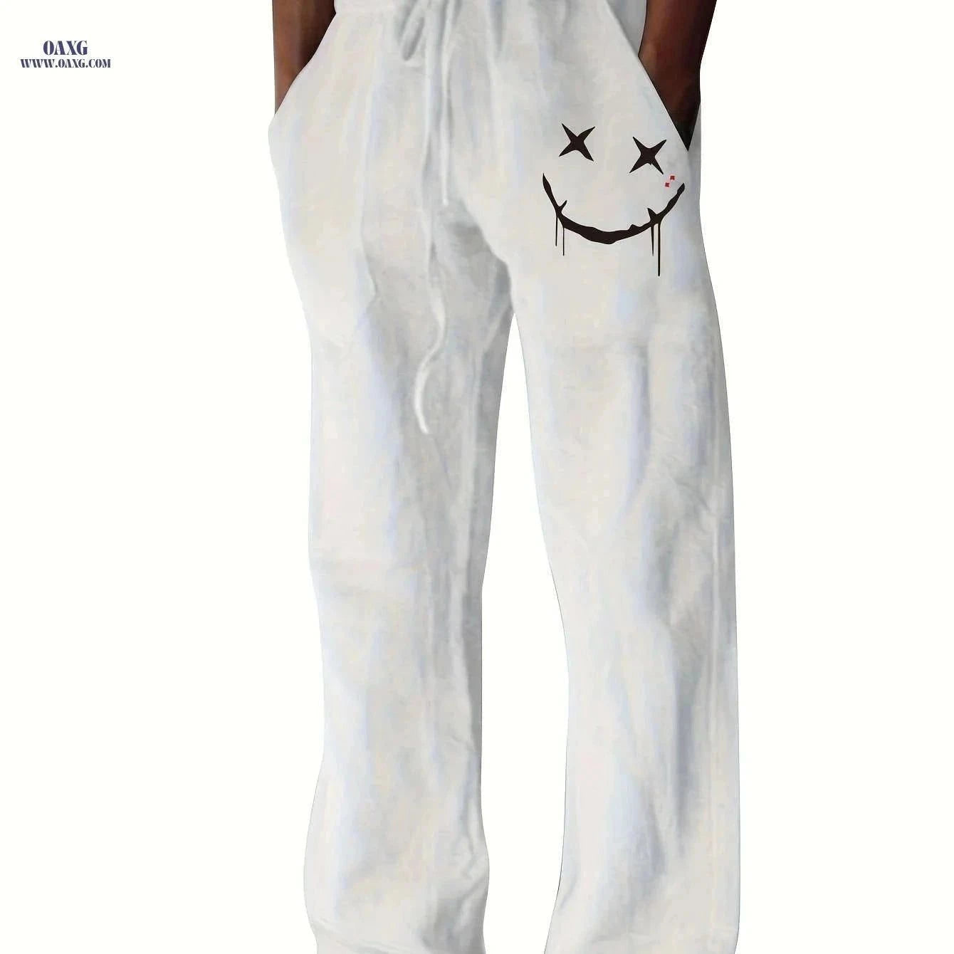 Men's Casual Drawstring Pants - Whimsical Print for Beach Style   OAXG Khaki / FR S